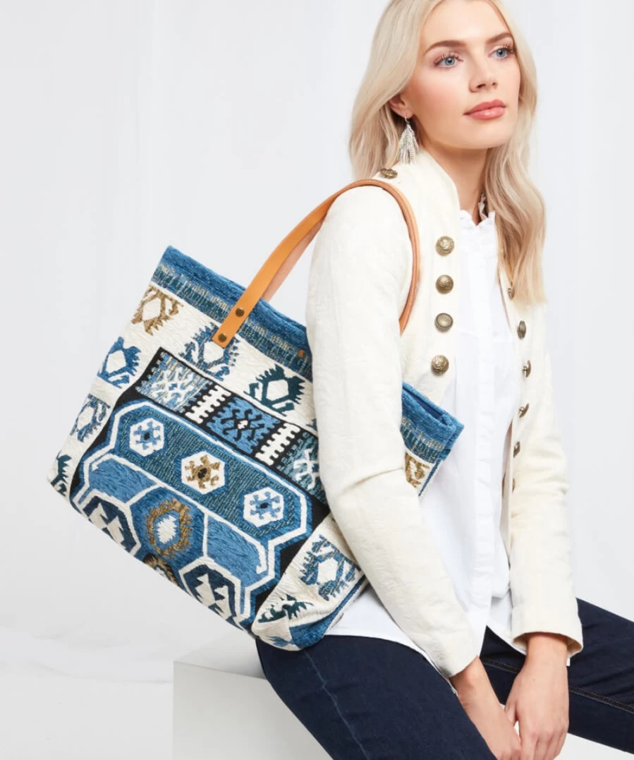 Joe Browns Women's Blue Multi Fraser Island Carpet Bag
