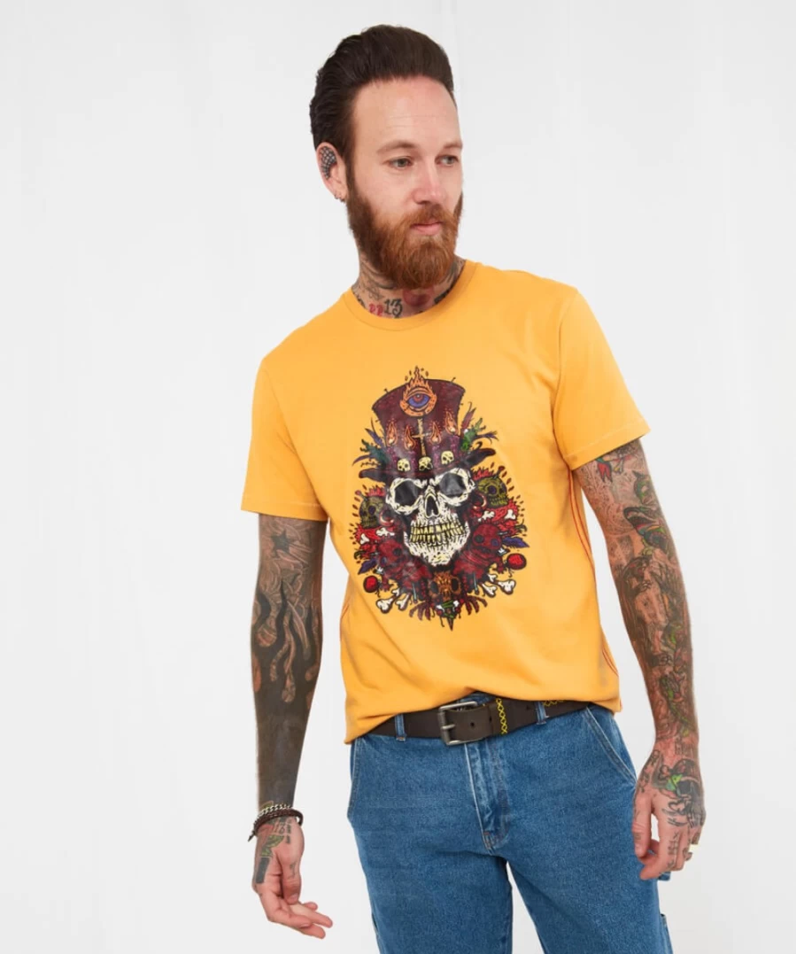 Joe Browns Men's Ochre Enjoying Life T-Shirt - Casual Comfort Tee