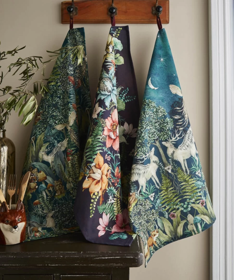 Joe Browns Set Of 3 Multi-Colored Fabulous Forest Tea Towels - Kitchen Decor, Gift Idea