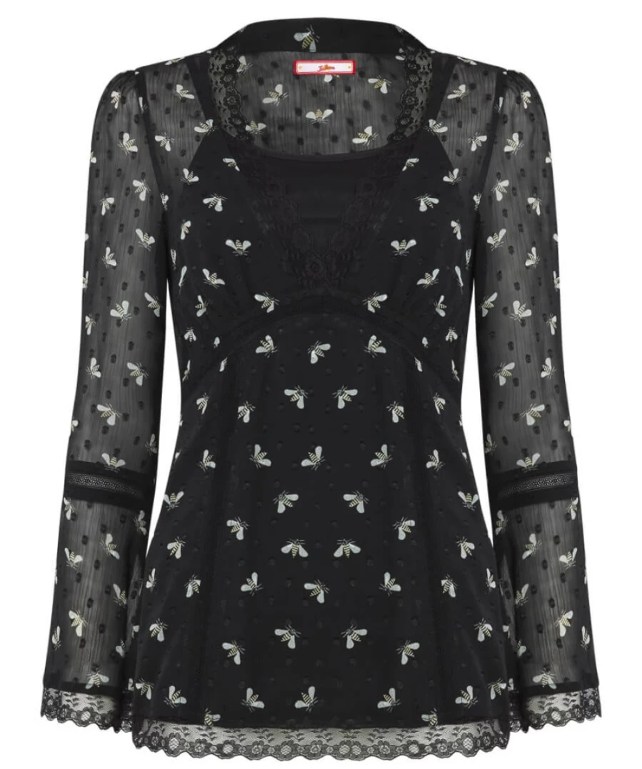 Joe Browns Women's Black Bee Print Top - Stylish & Elegant Blouse