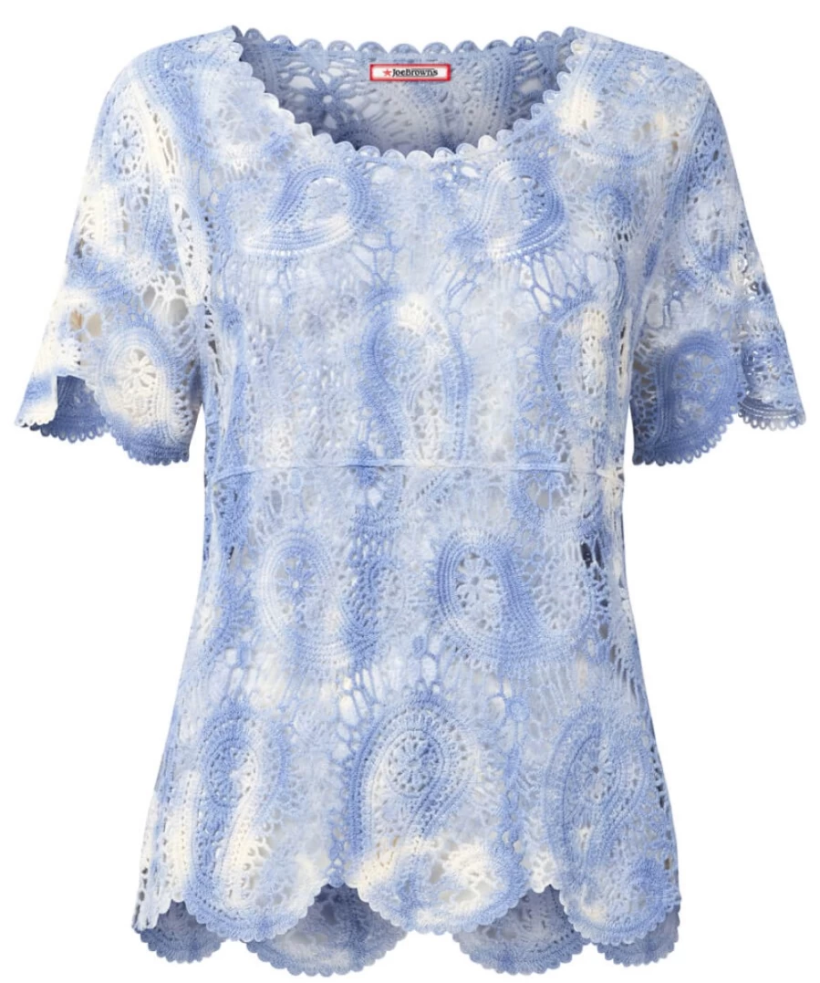 "Joe Browns Women's Blue Pretty Paisley Crochet Top"