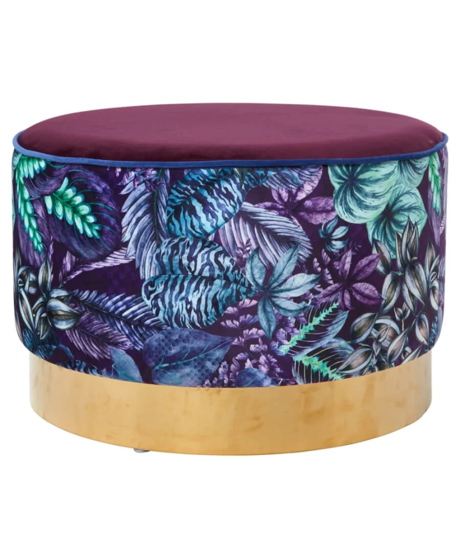 Joe Browns Neon Botanicals Multi-Colored Velvet Pouffe - Stylish Footstool & Ottoman