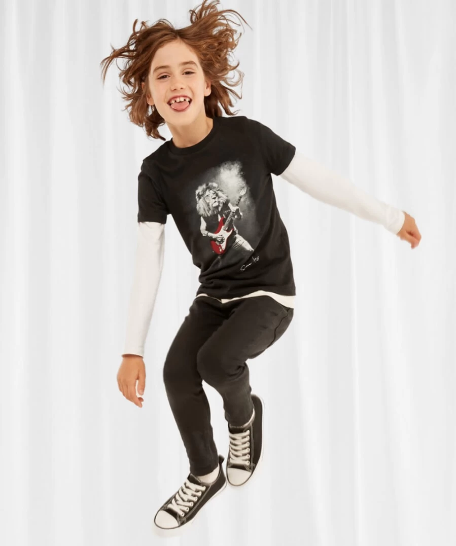 Joe Browns Kids Black Rocking Lion Graphic T-Shirt