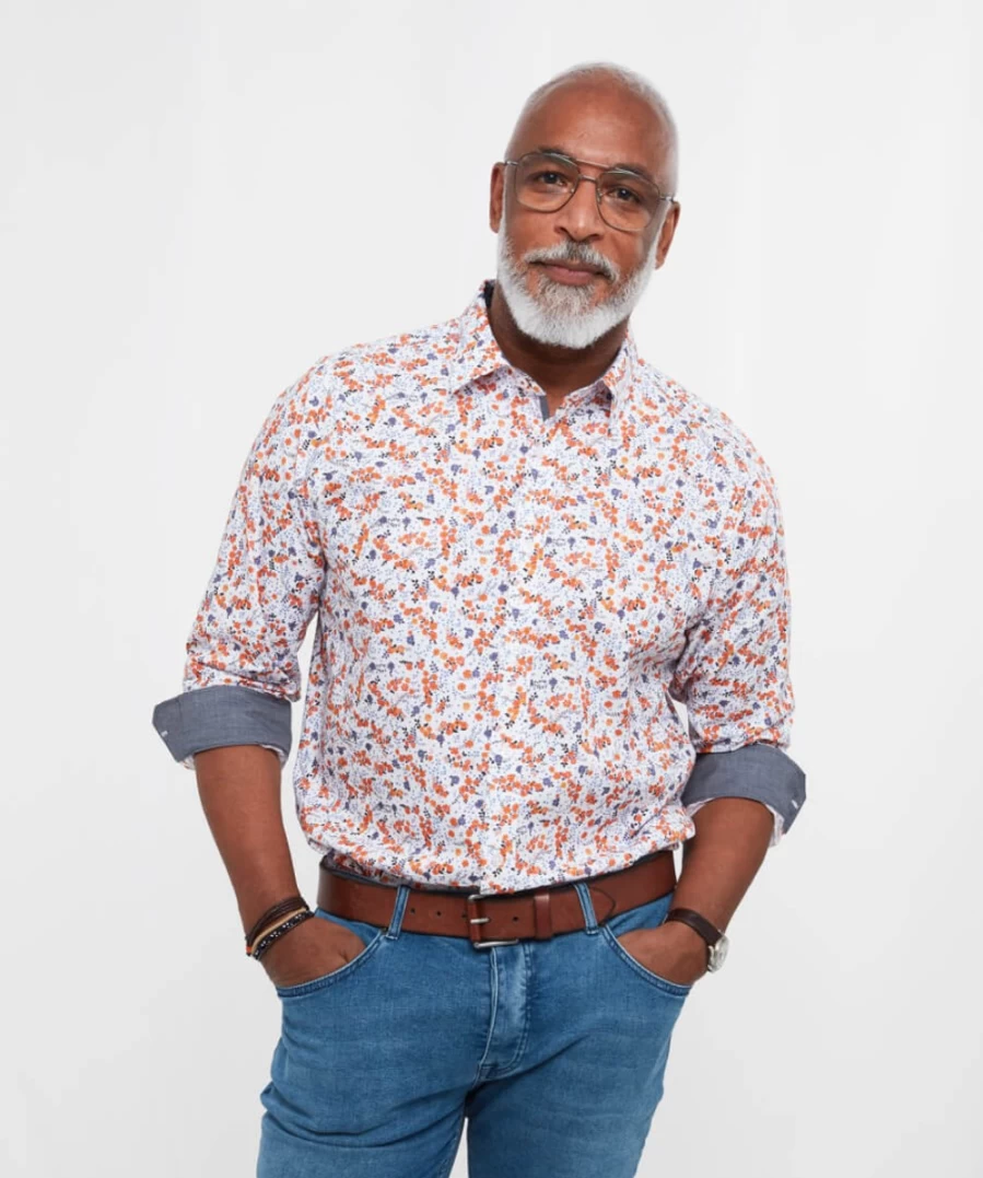 Joe Browns Men's White Super Smart Floral Shirt - Stylish Casual Wear