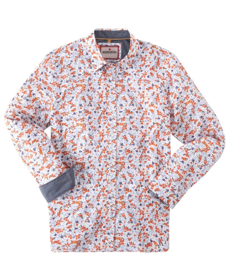 Joe Browns Men's White Super Smart Floral Shirt - Stylish Casual Wear
