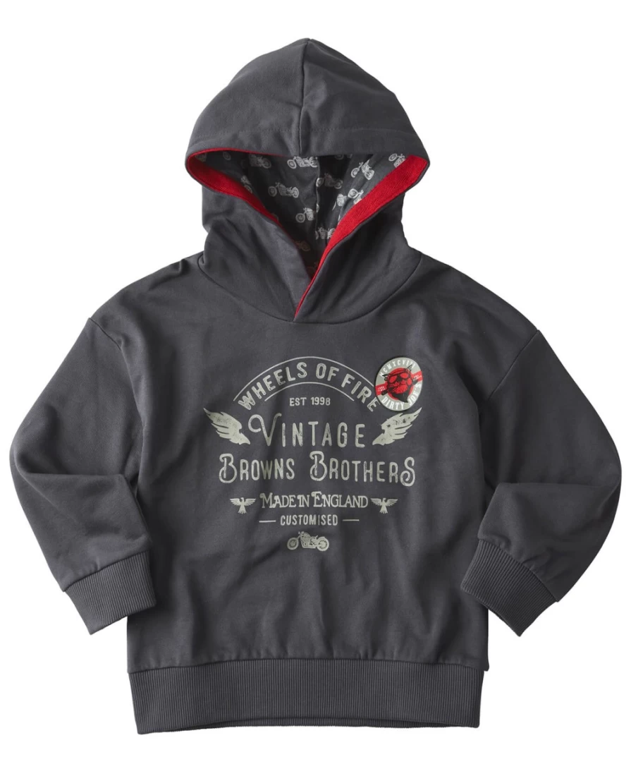 Joe Browns Kids Vintage Rules Hood - Grey Pullover Sweatshirt for Boys & Girls
