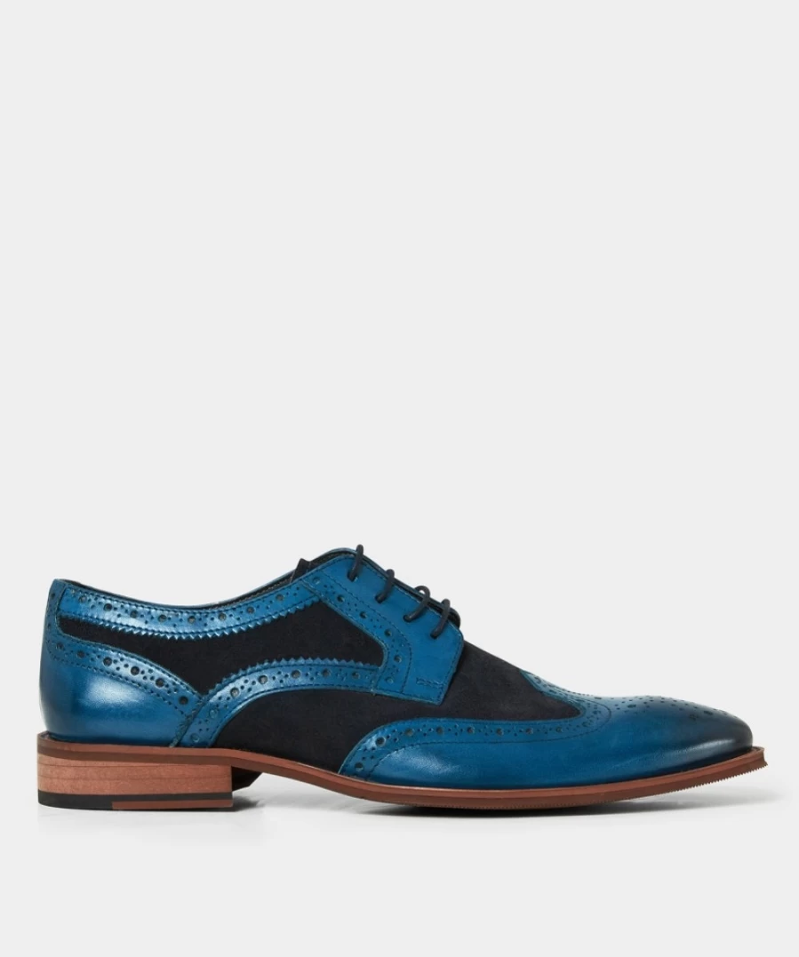 Joe Browns Men's Blue Shelby Leather Brogues - Classic Formal Shoes