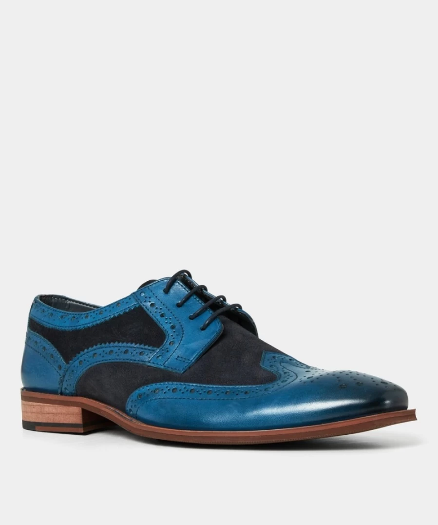 Joe Browns Men's Blue Shelby Leather Brogues - Classic Formal Shoes