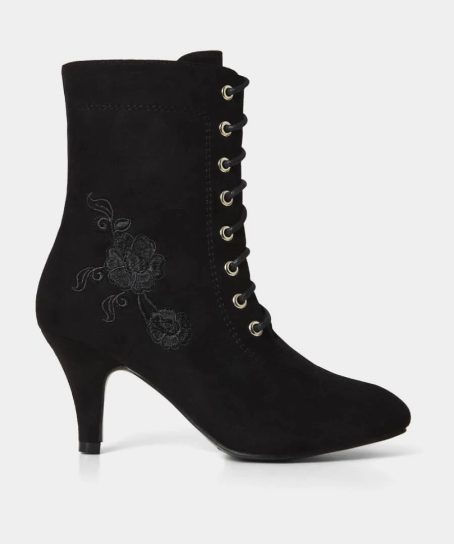 Joe Browns Women's Black Embroidered Boots - Enchanting Design for Stylish Footwear