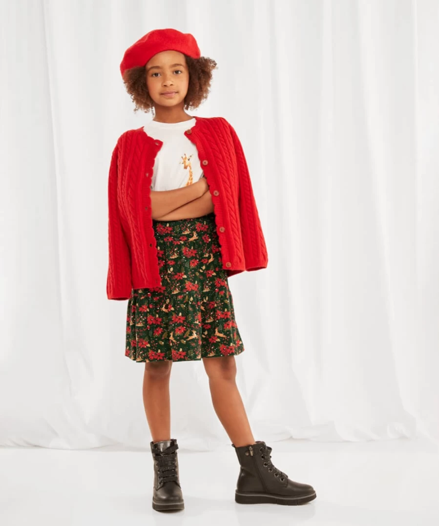 Joe Browns Kids Red Pretty Cable Knit Cardigan Sweater