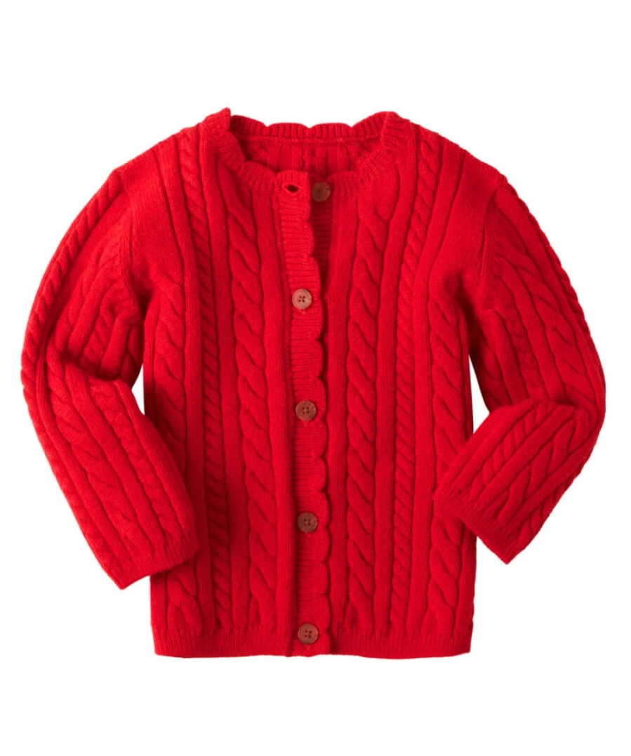 Joe Browns Kids Red Pretty Cable Knit Cardigan Sweater
