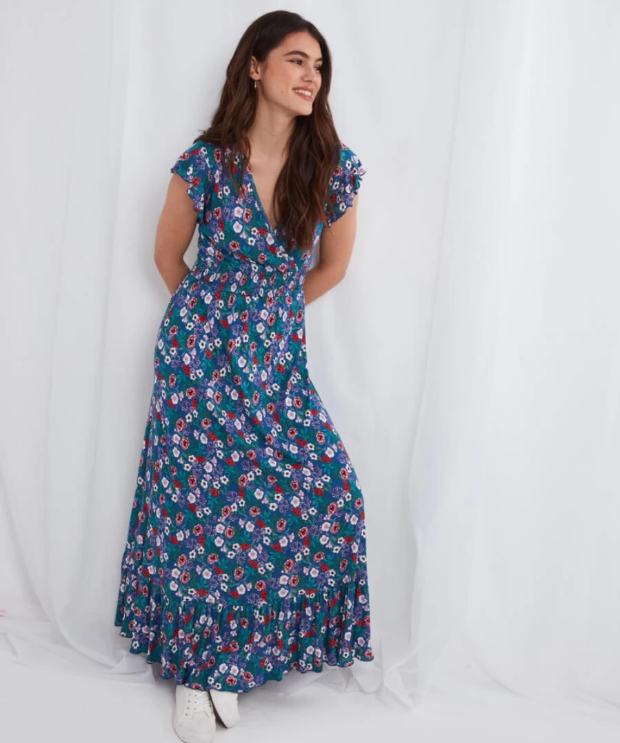 Joe Browns Women's Emma Frill Sleeve Dress in Multi Color - Floral Boho Chic Style