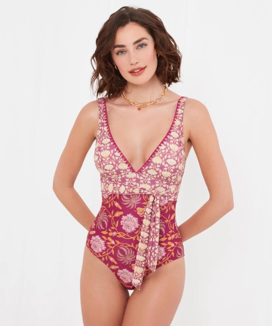 Joe Browns Women's Raspberry Multi Boho Swimsuit - Mexicano Style Beachwear