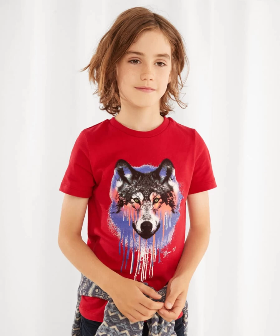Joe Browns Kids Red Wolf Splat Graphic T-Shirt