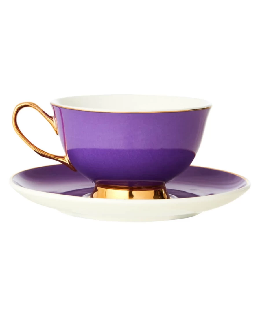 Joe Browns Purple Bombay Duck Teacup and Saucer Set - Unique Floral Design