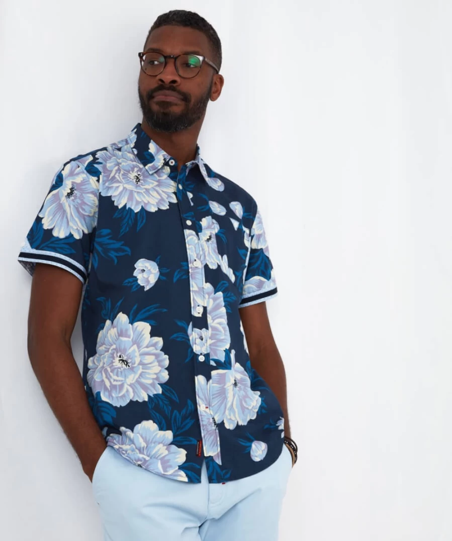 Joe Browns Men's Navy Floral Print Shirt - Stylish Casual Button-Up Top