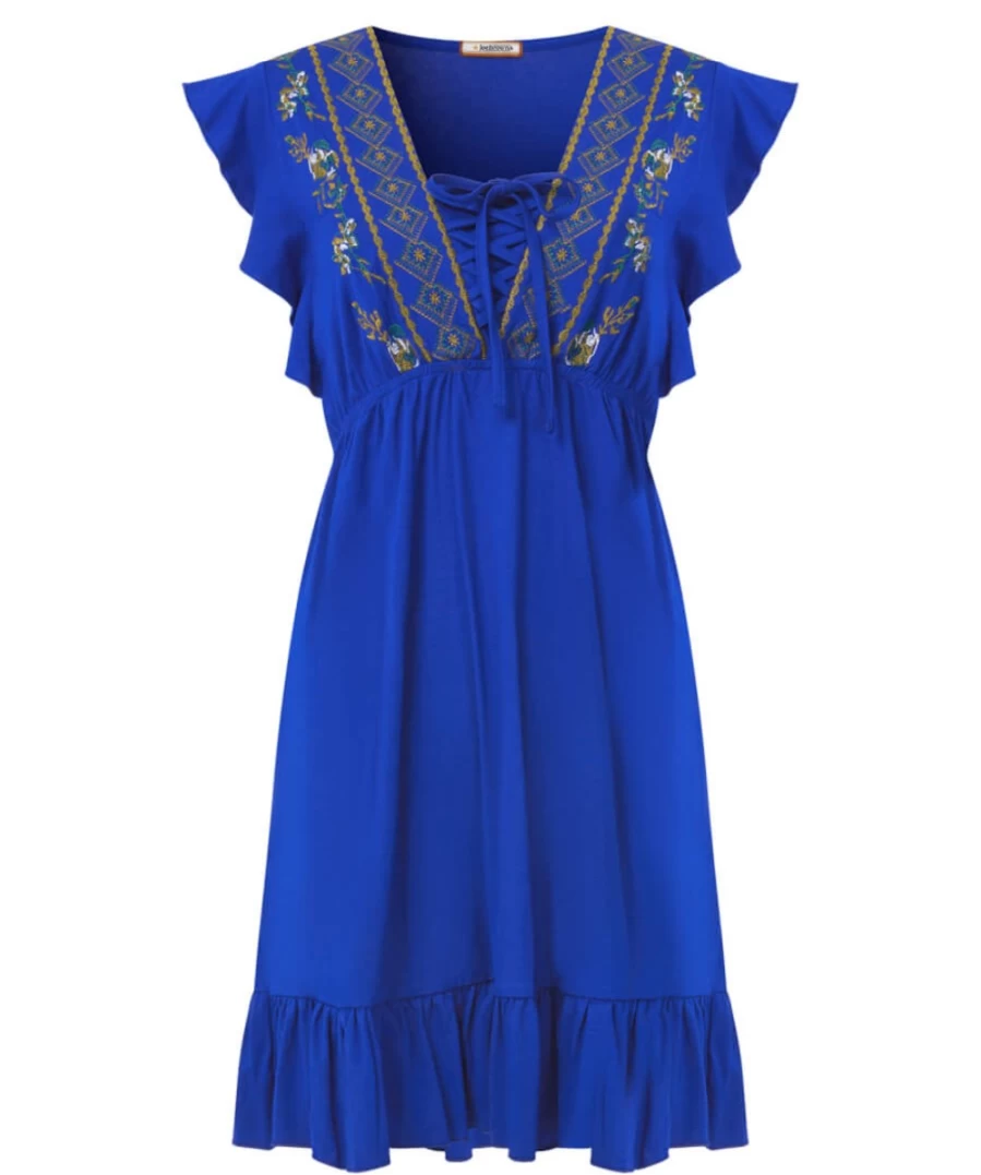 Joe Browns Women's Blue Enchanted Embroidered Tunic - All New Boho Chic Top