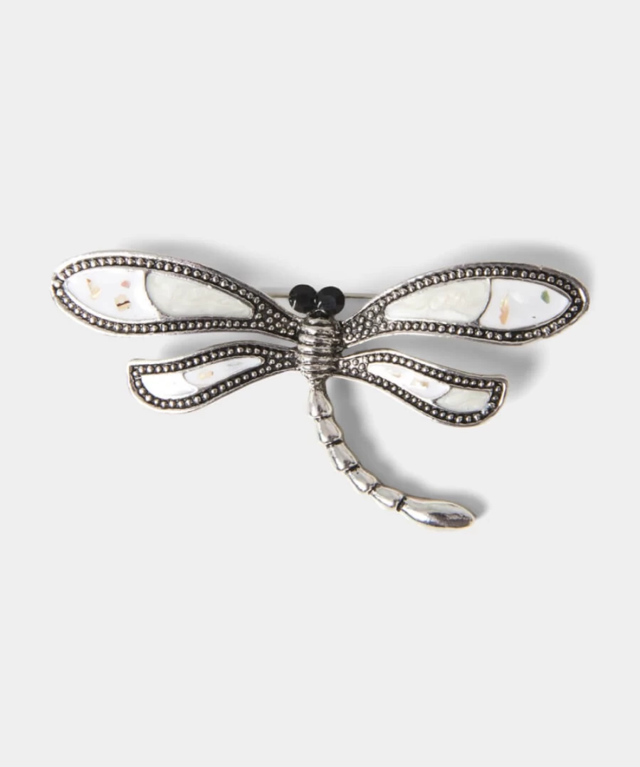 Joe Browns Antique Silver Pearl Dragonfly Brooch for Women