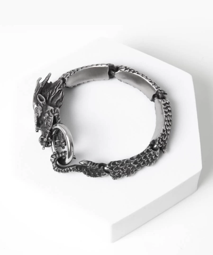 Joe Browns Men's Sark Silver Oxidized Stainless Steel Dragon Bracelet