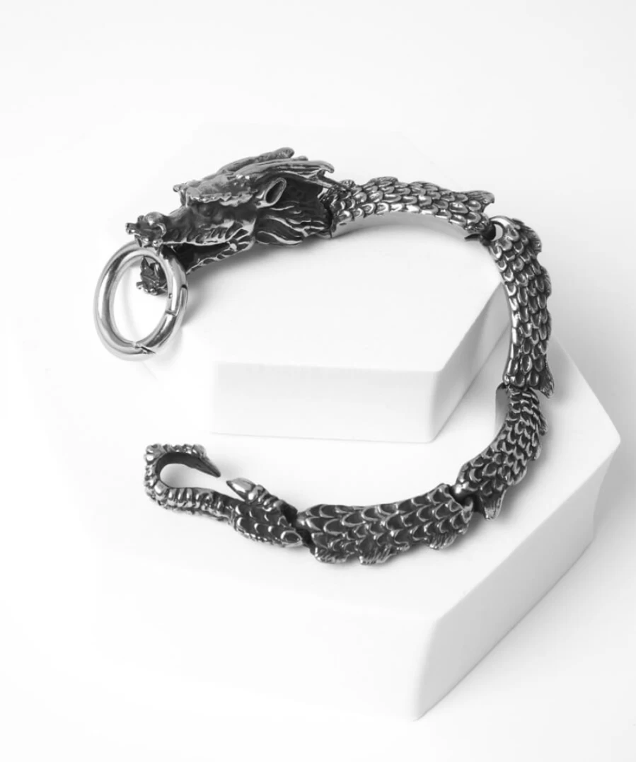 Joe Browns Men's Sark Silver Oxidized Stainless Steel Dragon Bracelet