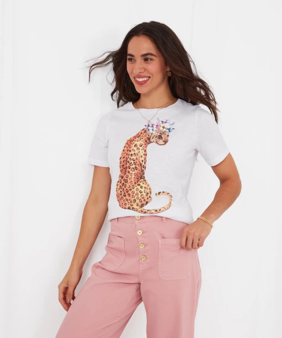 Joe Browns Women's White Lovely Leopard Print T-Shirt