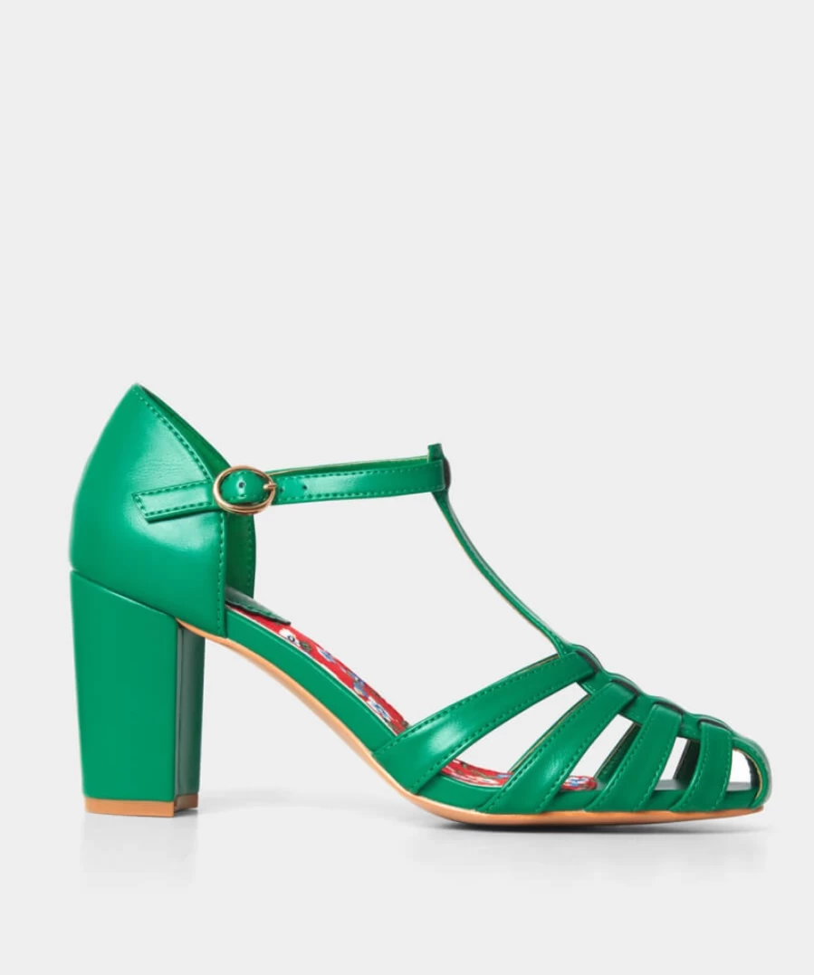 Joe Browns Women's Green Vintage Strappy Sandals - Retro Chic Ankle Strap Shoes