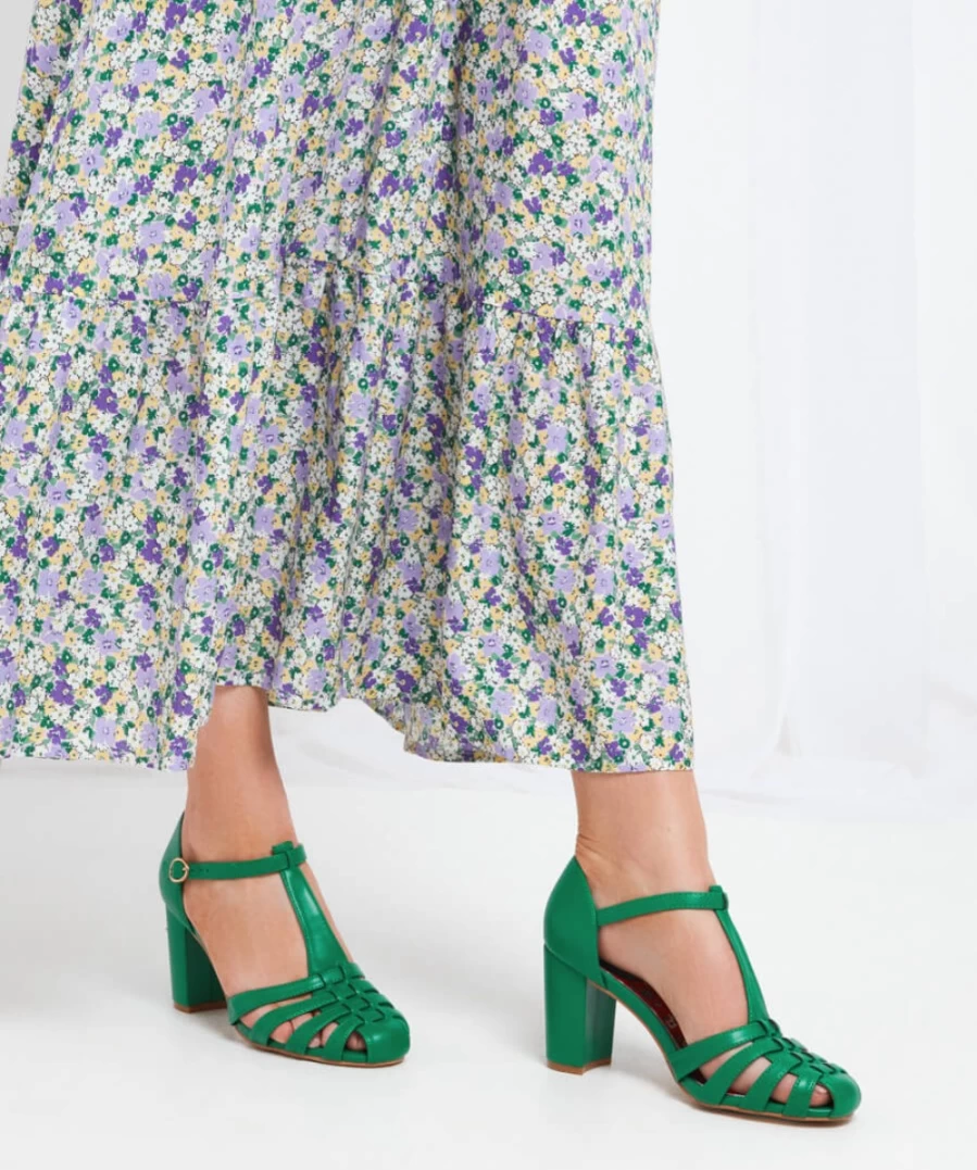 Joe Browns Women's Green Vintage Strappy Sandals - Retro Chic Ankle Strap Shoes