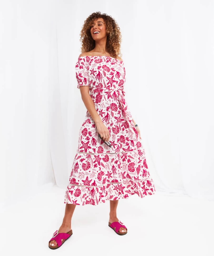 Joe Browns Women's Under The Sea Multi Color Dress - Stylish Floral Print Summer Beach Wear