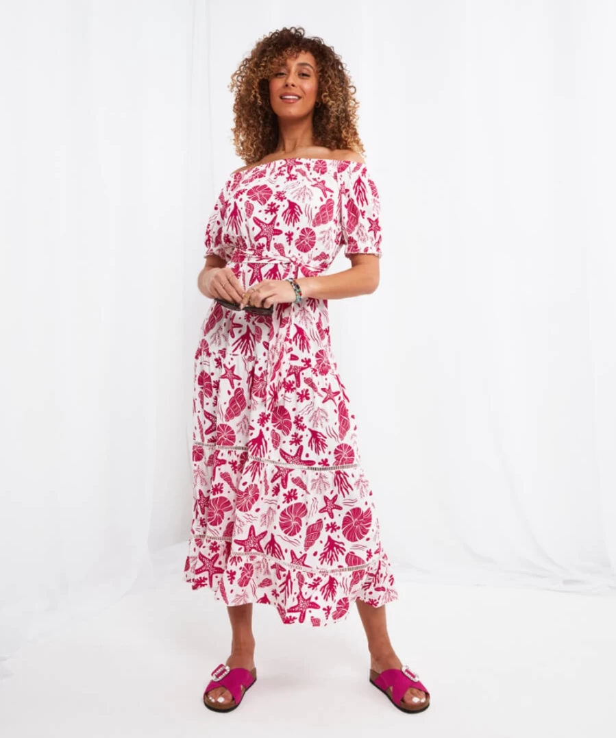 Joe Browns Women's Under The Sea Multi Color Dress - Stylish Floral Print Summer Beach Wear