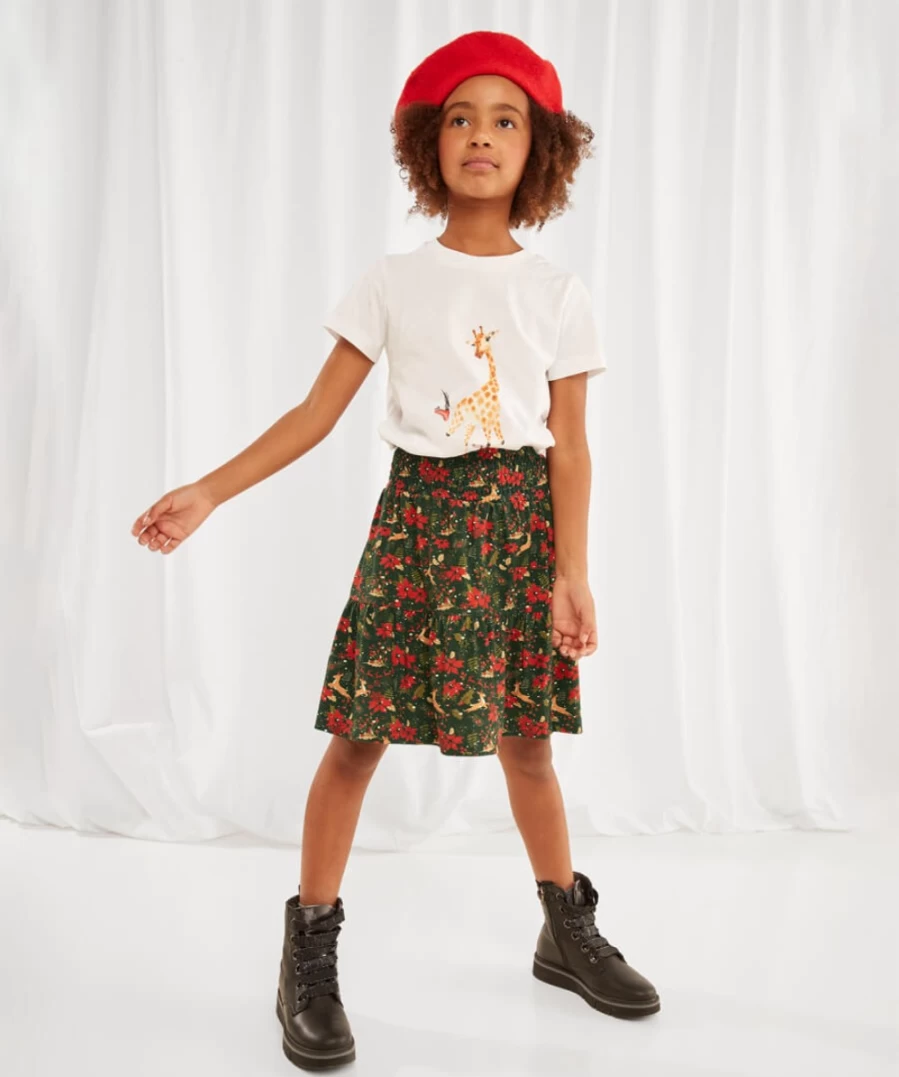 Joe Browns Kids Green Reindeer Fun Skirt - Festive Holiday Skirt for Children