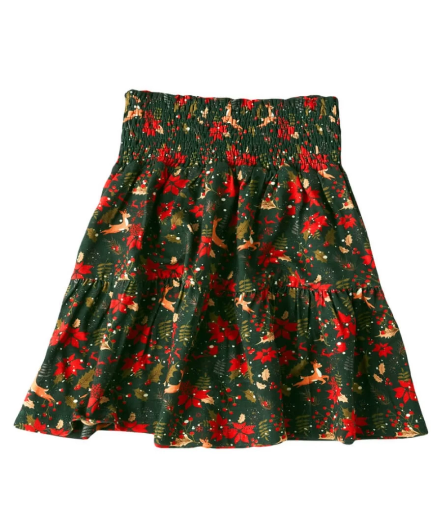 Joe Browns Kids Green Reindeer Fun Skirt - Festive Holiday Skirt for Children