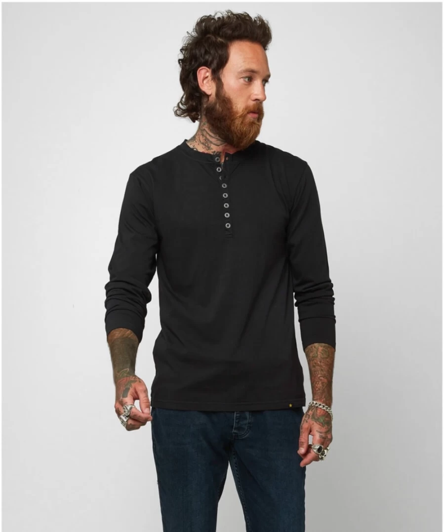 Joe Browns Men's Black Distinctive Henley Shirt