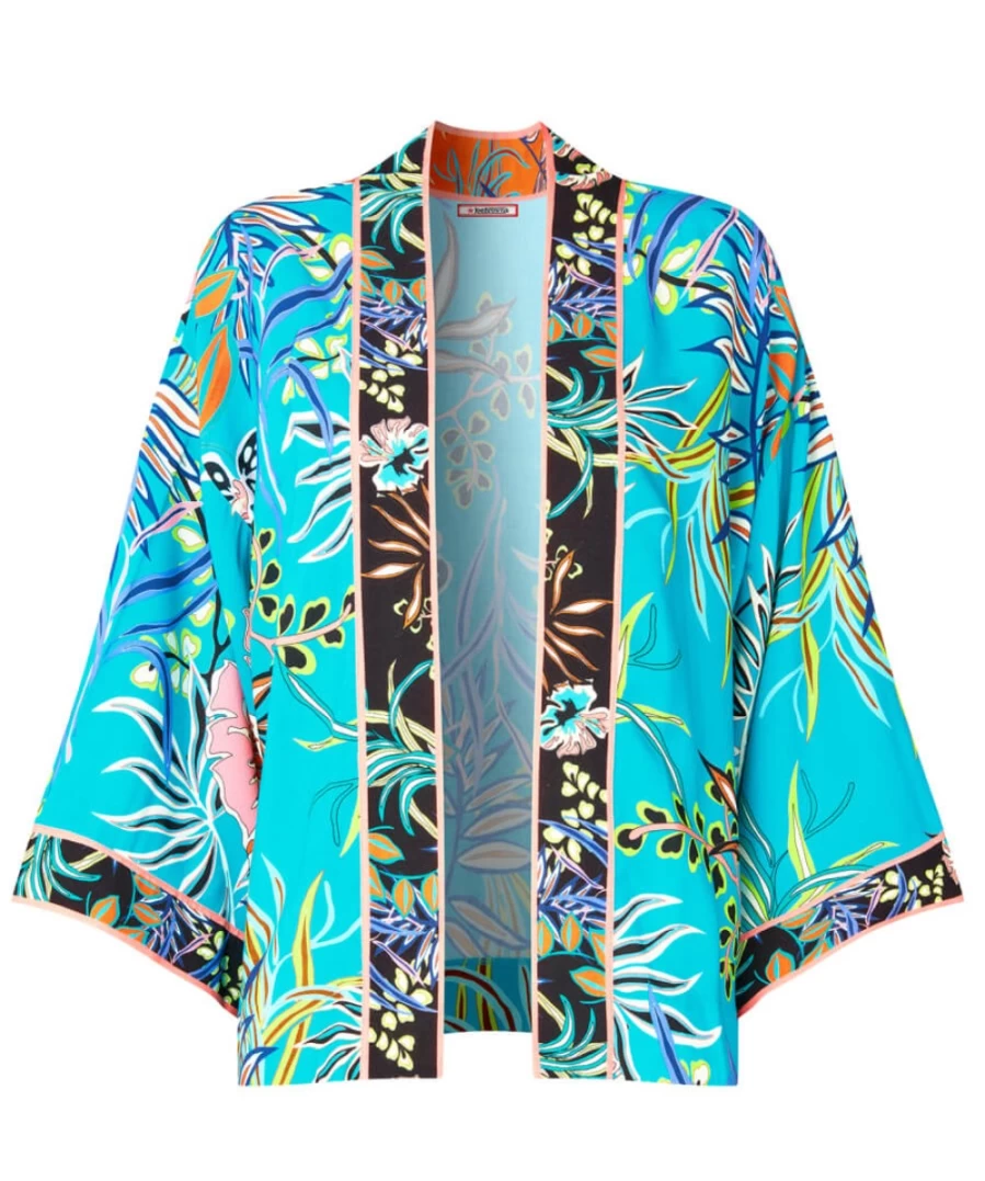 Joe Browns Women's Blue Palm Beach Kimono Top - Boho Chic Summer Cover Up