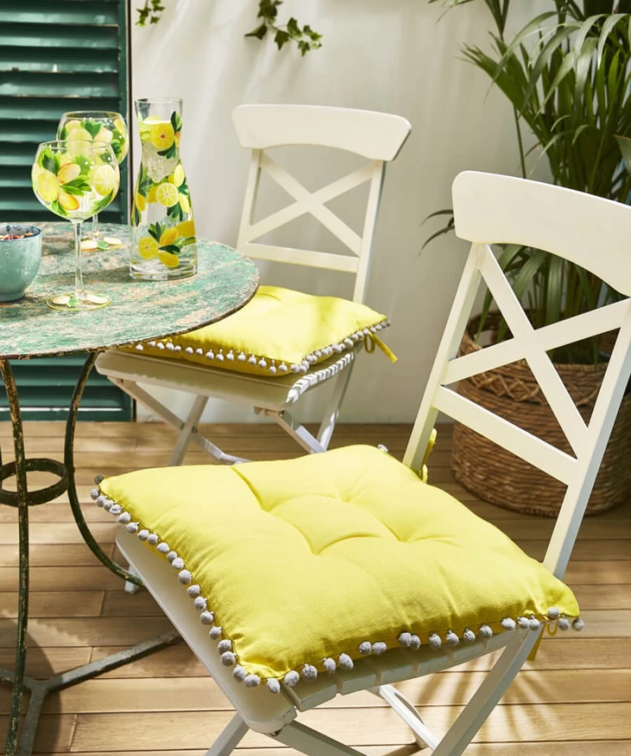 Joe Browns Yellow Garden Cushion Seat Pads - Set of 2 Outdoor Comfort Cushions