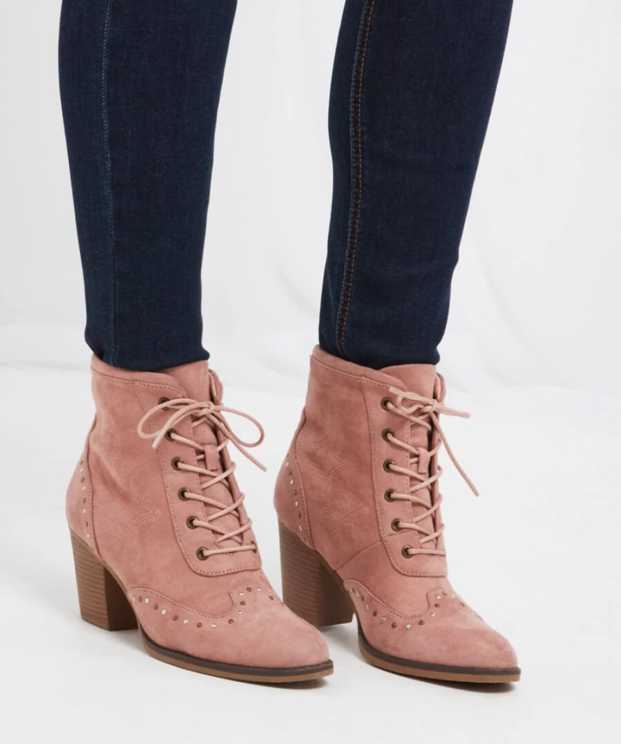 Joe Browns Women's Pink Harris Lake Lace Up Boots - Stylish Casual Ankle Boots