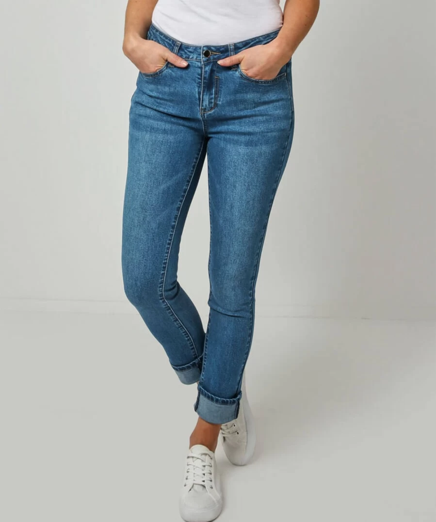 Joe Browns Women's Indigo Turn Up Jeans - Stylish High-Waisted Denim for Everyday Wear