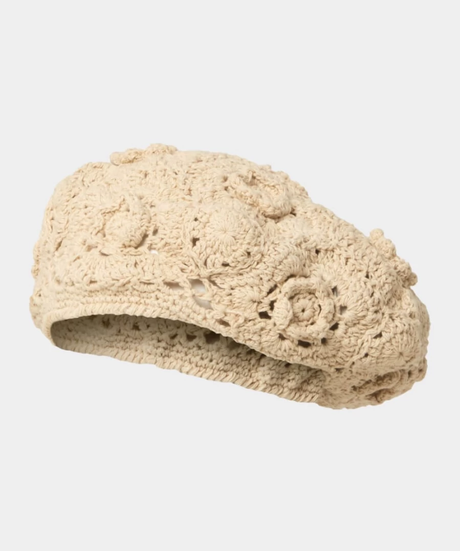 Joe Browns Women's Cream Sunset Crochet Beret - Elegant Handmade Knit Hat