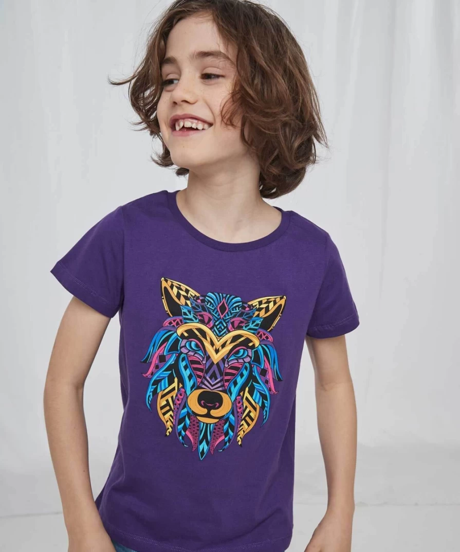 Joe Browns Kids Purple Geo Wolf Graphic T-Shirt