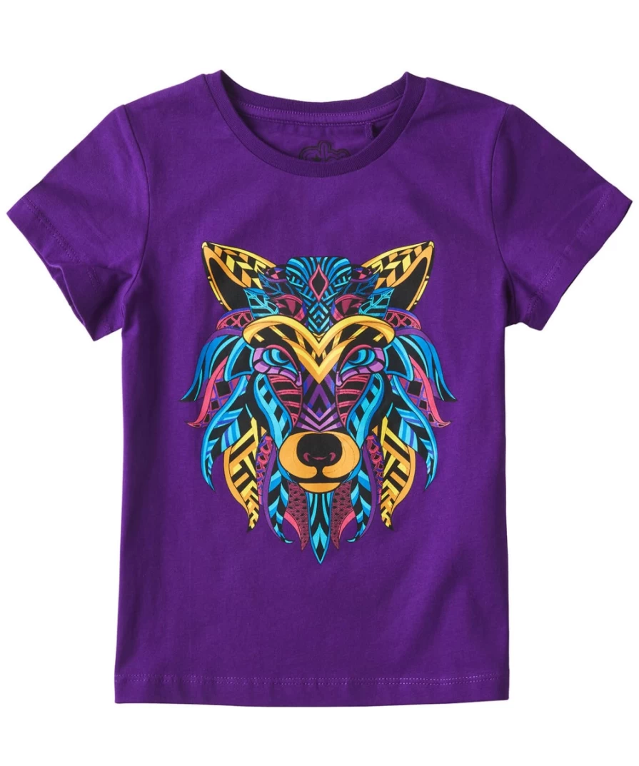 Joe Browns Kids Purple Geo Wolf Graphic T-Shirt