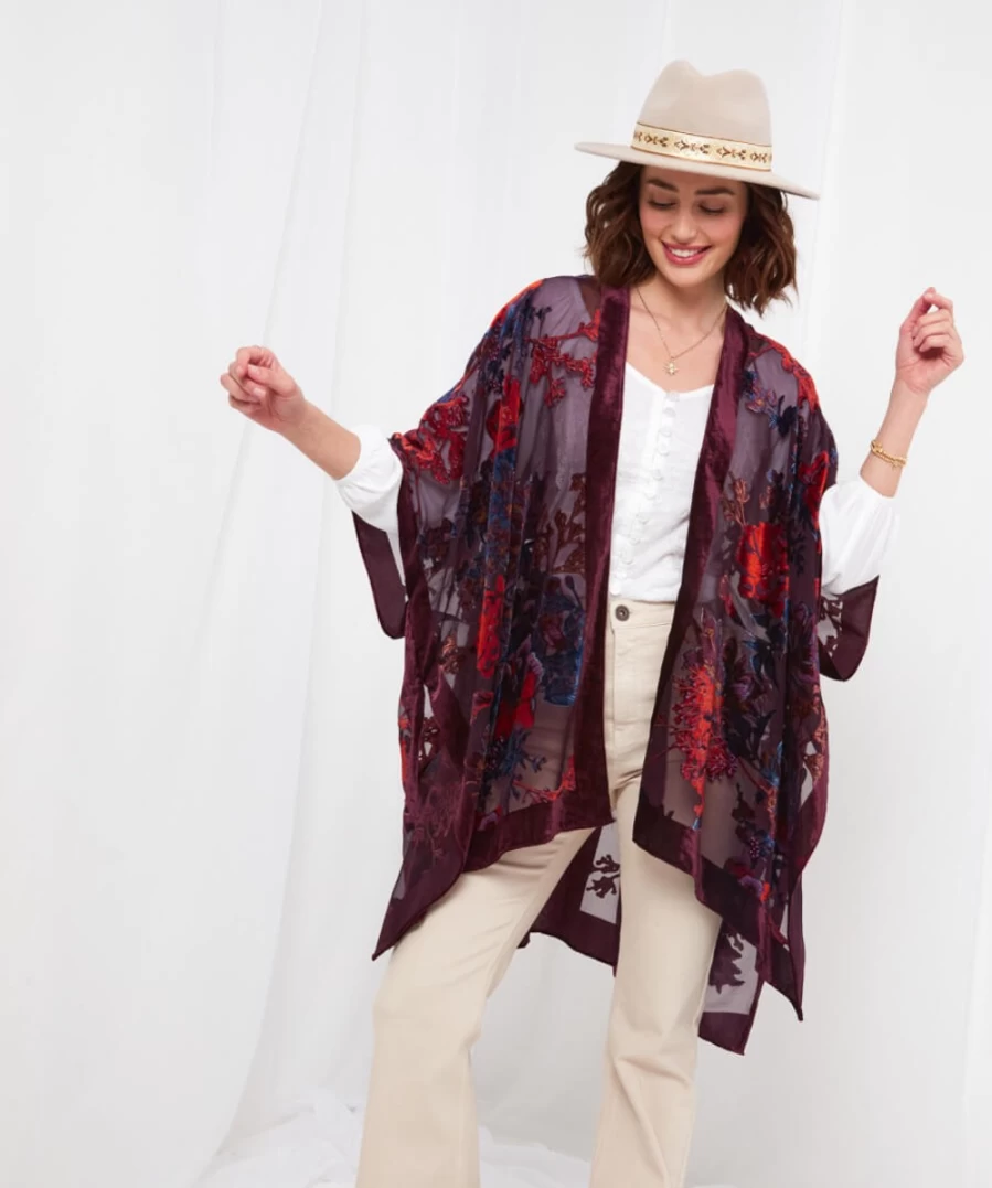 "Joe Browns Women's Mid-Summer Nights Kimono in Multi-Color – Boho Floral Printed Cover-Up"