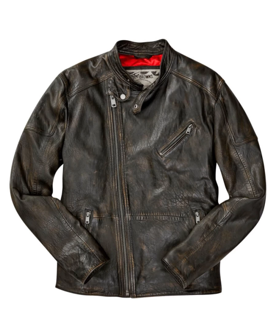 Joe Browns Men's Black Vintage Leather Jacket – Classic Retro Biker Style