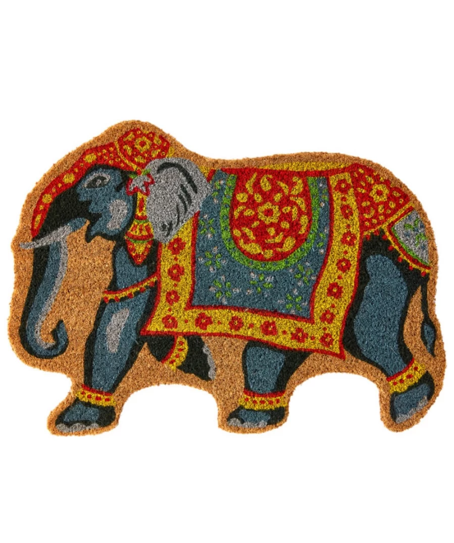 "Joe Browns Multi-Colored Elephant Shaped Doormat – Fun and Unique Entryway Decor"