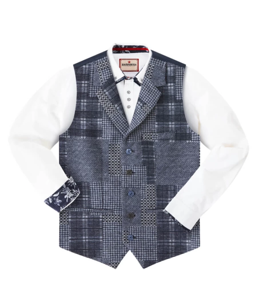 Joe Browns Men's Blue Perfect Patch Waistcoat Vest