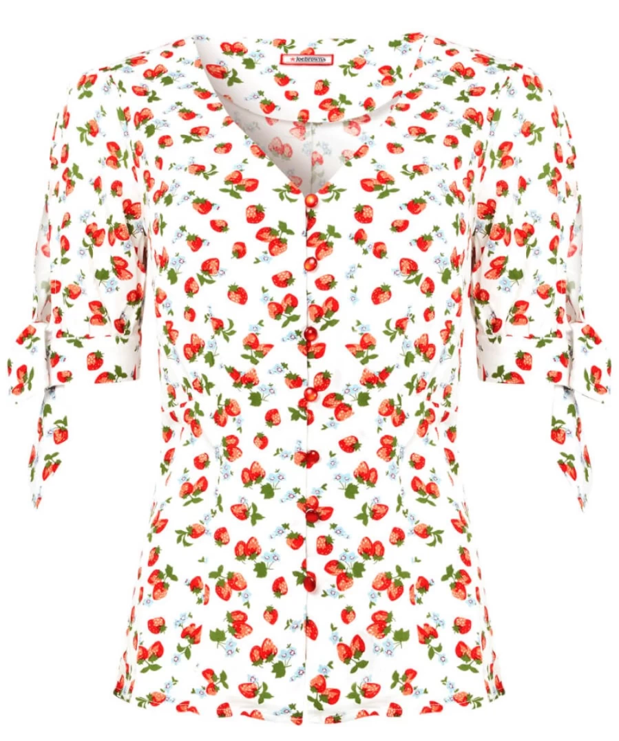 Joe Browns Women's Sweetest Strawberry Blouse in Multi Color - Floral Print Feminine Top