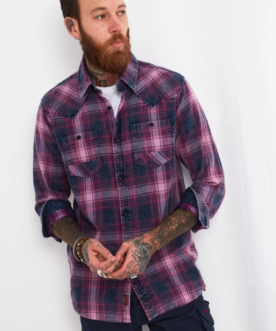 "Joe Browns Men's Purple & Indigo Checked Shirt - Stylish Casual Wear"