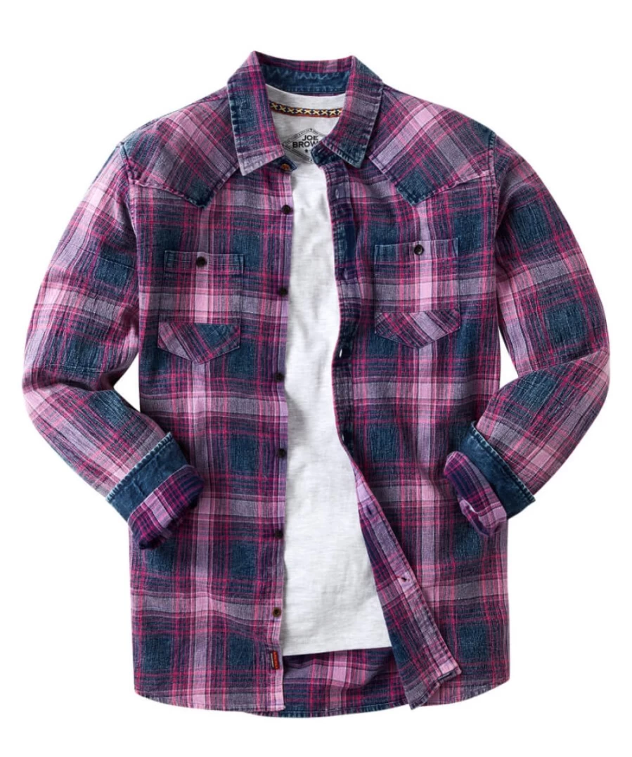 "Joe Browns Men's Purple & Indigo Checked Shirt - Stylish Casual Wear"