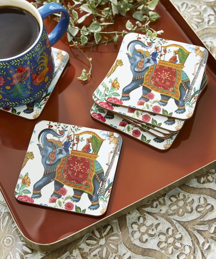 Joe Browns Wanderlust Set Of 4 Multi-Colored Coasters - Vibrant Travel-Inspired Drink Coasters
