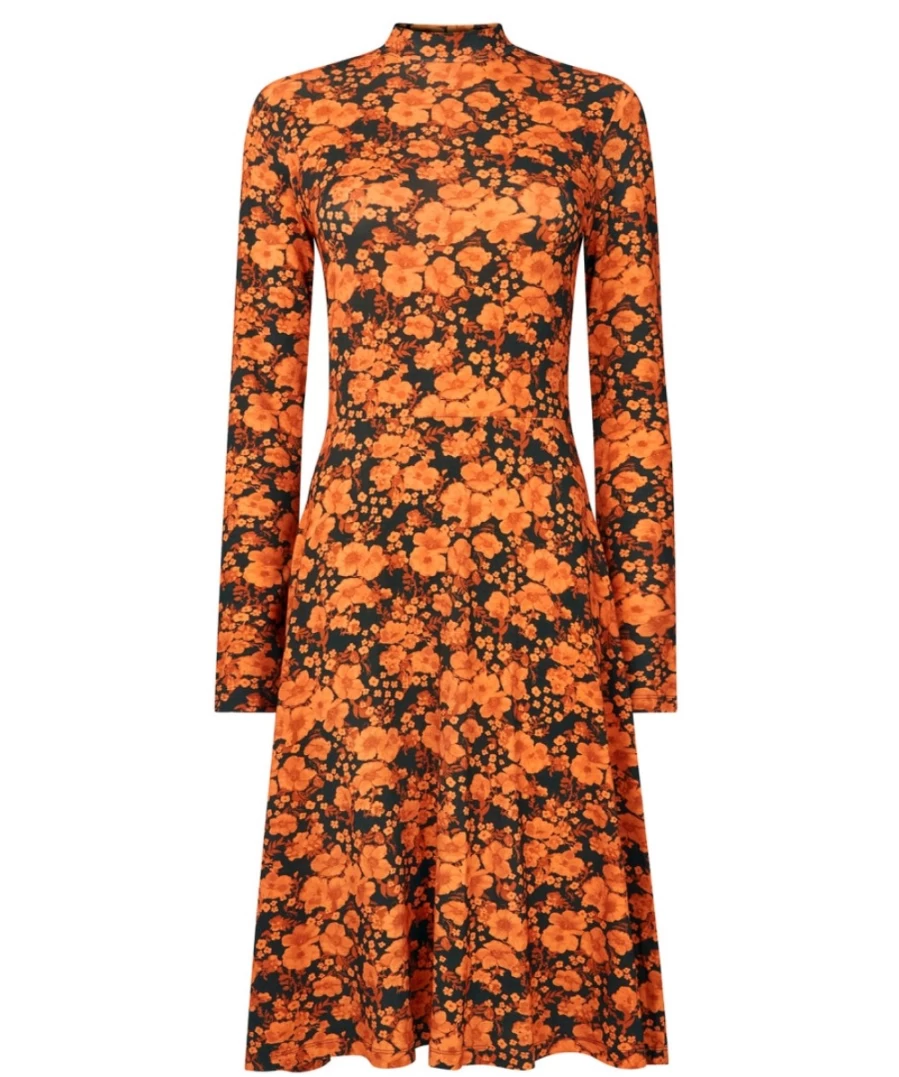 Joe Browns Women's Orange Funky Floral Dress - Boho Chic Summer Dress