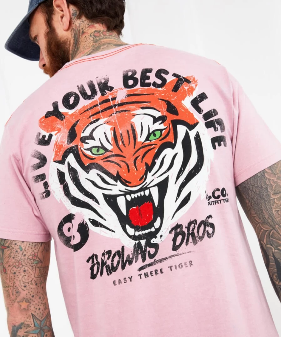 Joe Browns Men's Pink Best Life Tee - Casual Comfort Short Sleeve T-Shirt