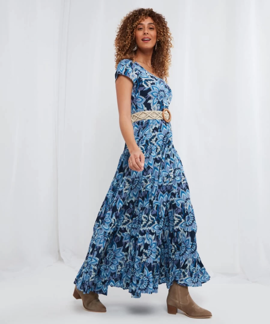 Joe Browns Women's Blue Tabitha Crinkle Cotton Dress - Stylish & Comfortable Summer Wear